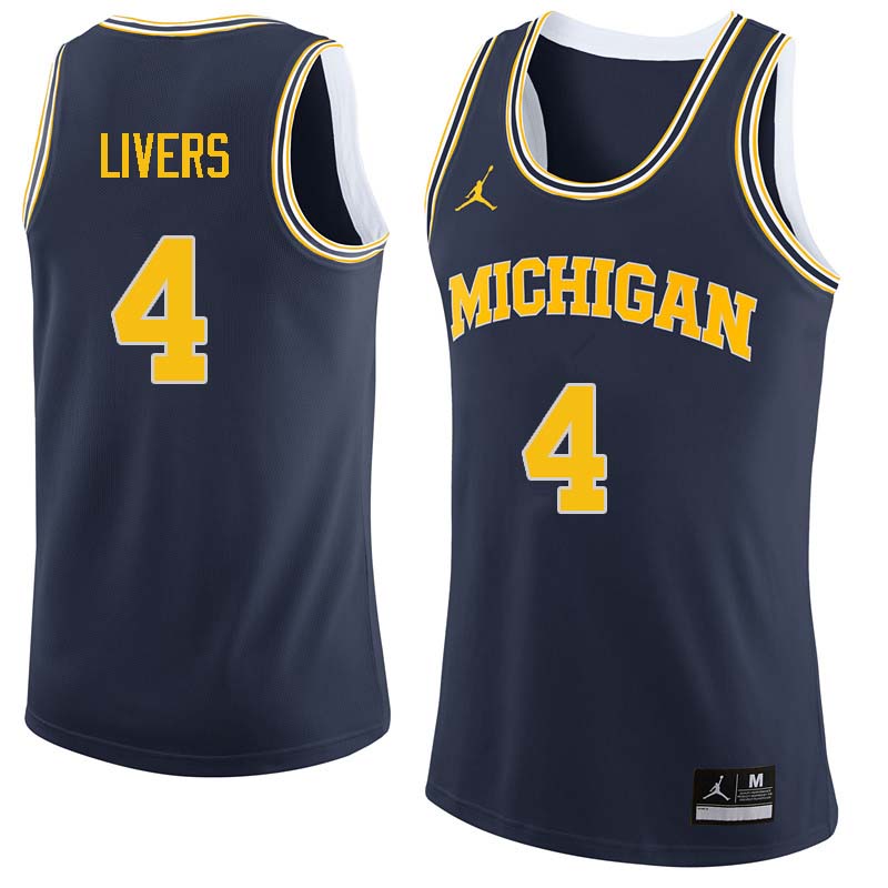 Men #4 Isaiah Livers Michigan Wolverines College Basketball Jerseys Sale-Navy